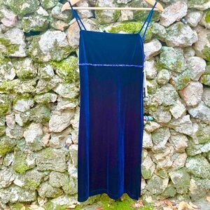 Rare! NOS VTG Y2K Velvet Mini Dress in Navy